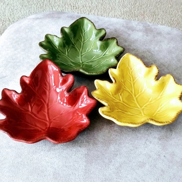 HARRY & DAVID SET OF 3 LEAF DISHES - Picture 1 of 10
